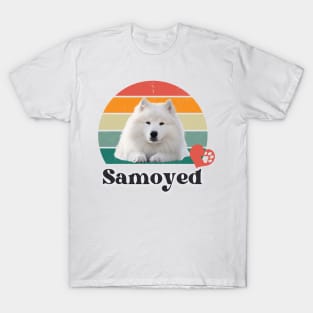 Samoyed retro sunset, perfect for anyone that loves samoyed dogs T-Shirt